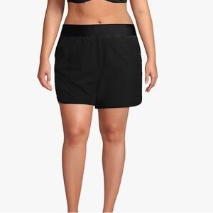 Lands' End Women's Quick Dry Elastic Waist Modest Board Swim Cover-up Shorts